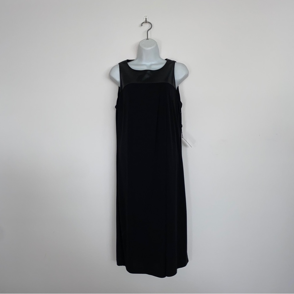 NWT Adrianna Papell Black Tank Dress With Faux Leather Upper Panel - Picture 5 of 5